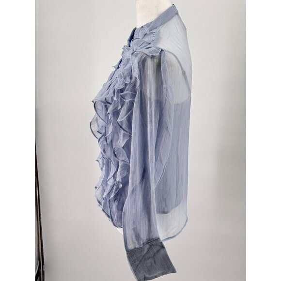 NWT J. Crew 100% Cupro Sheer Ruffle Front Blouse Size 00 Light Blue OP $79.99 - Picture 2 of 11